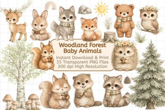 Download 35 Woodland Animals Clipart Bundle - Woodland animal Collection