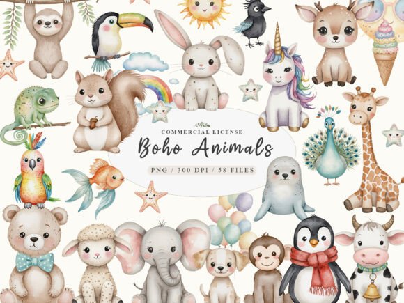 Download Cute Boho Woodland and Jungle Animals - Premium Resources