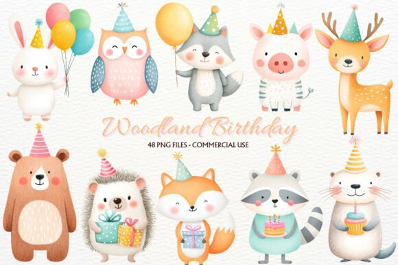 Download Birthday Woodland Animals Clipart PNG - Woodland animal Collection