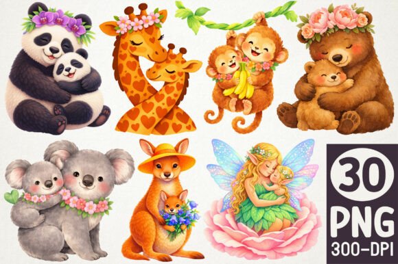 Download Cute Animal Family Clipart Bundle PNG - Premium Resources